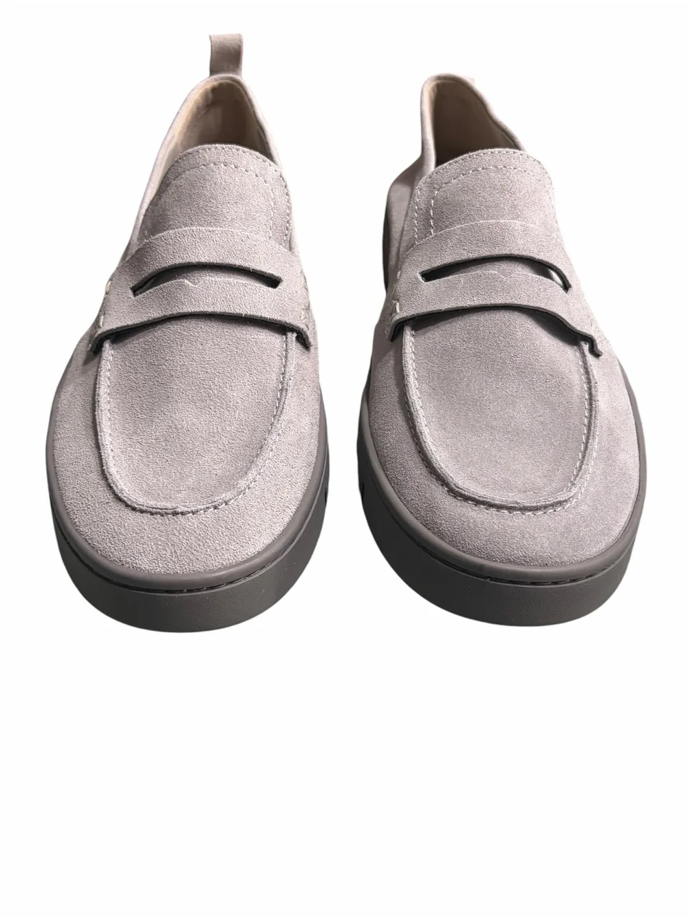 Vionic Classic Women’s Suede Penny Loafers in Light Gray